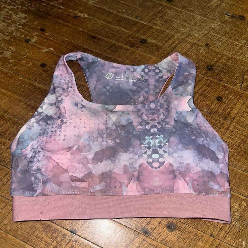 Linc purple hexagon space dye S athleisure sports bra